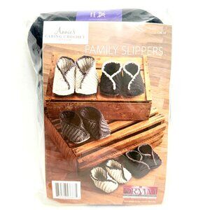 Annie's Caring Crochet Club Family Slippers Kit - Easy Level - Child/Adult Sizes